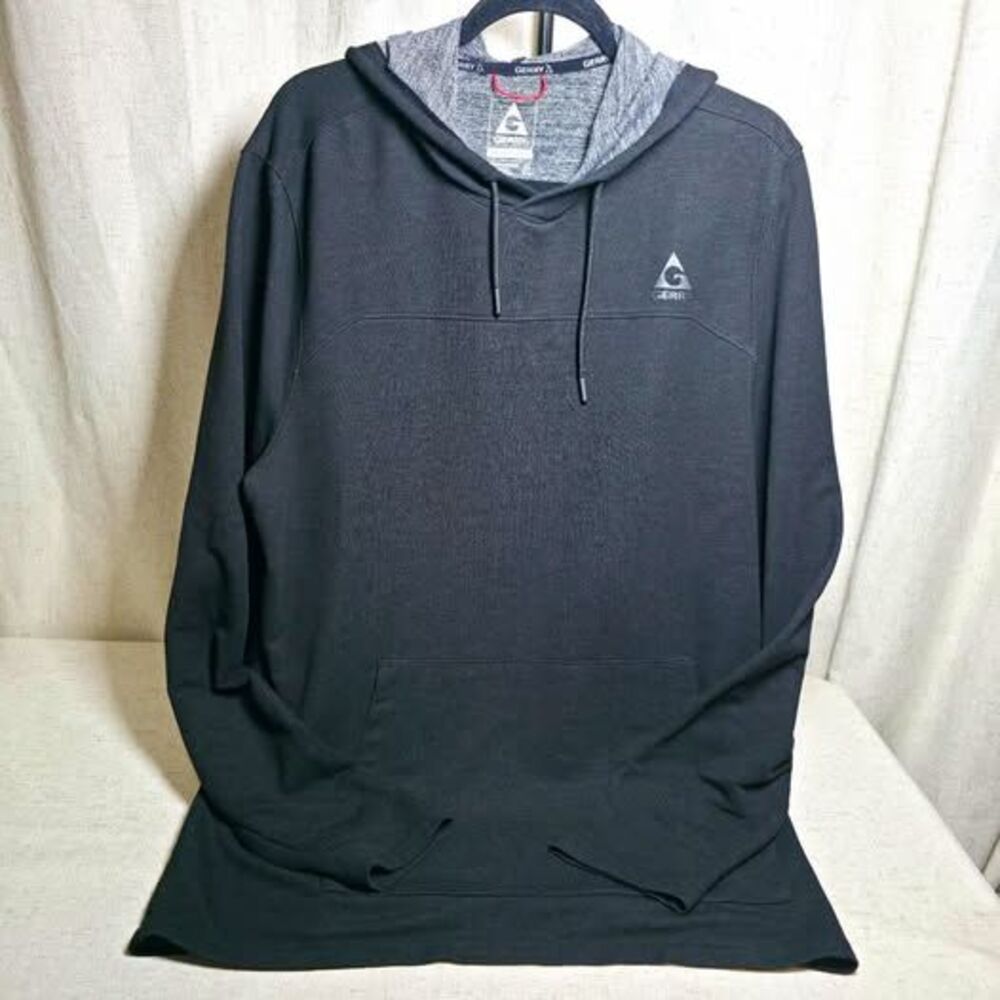 Gerry Mens XL Black/Gray Knit Solid Drawstring Pocket Pullover Hoodie